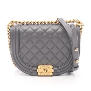 CHANEL Boy Chanel Small Shoulder Bag in Grained Calfskin Leather, Gray, Women...